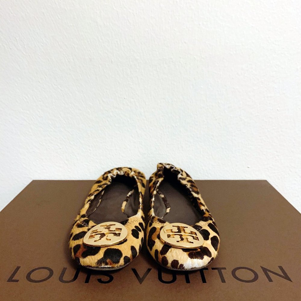 TORY BURCH Calf Hair Animal Print Ballet Flats
